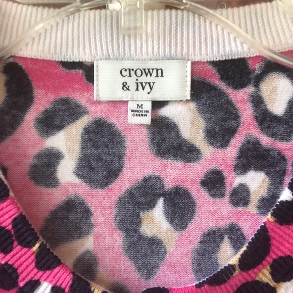 Crown & Ivy Lightweight Cardigan :Magenta Leopard Print/Navy Blue/Khaki/White - Picture 3 of 6